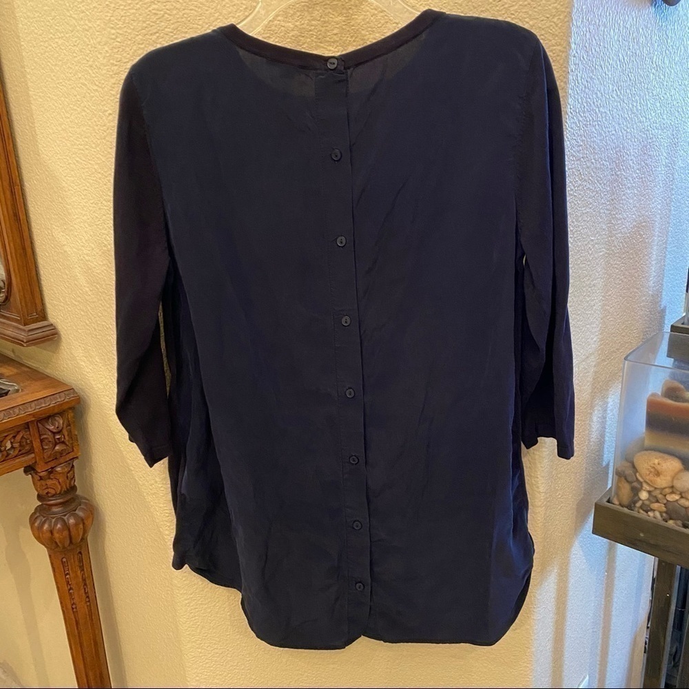 COS Navy 3/4 Sleeve Silk Top Size Medium - Picture 5 of 8